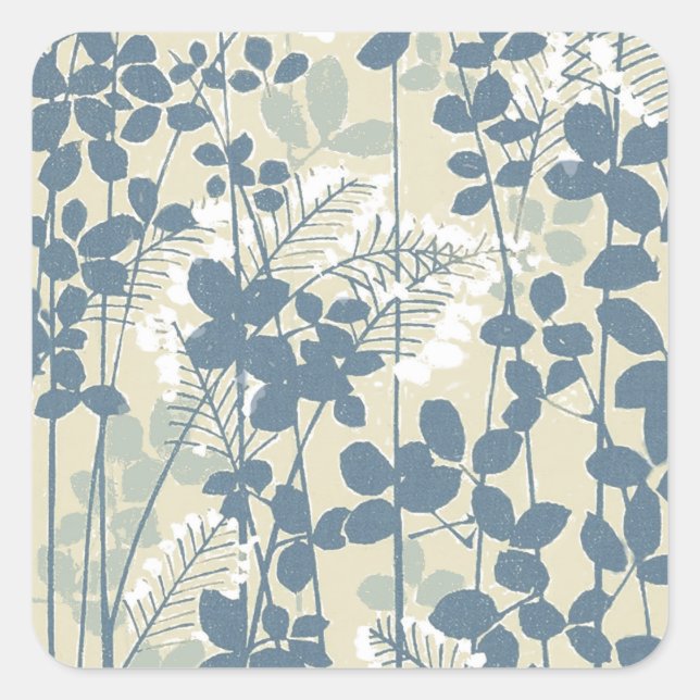 Pegatina Cuadrada Flor asiática de hoja azul japonesa (Anverso)