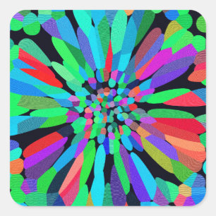 Pegatina Cuadrada Flor azul