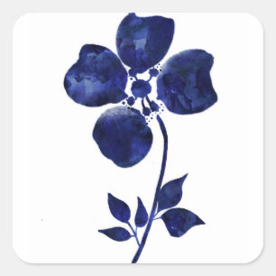 Pegatina Cuadrada Flor azul