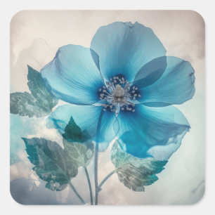 Pegatina Cuadrada Flor azul etéreo