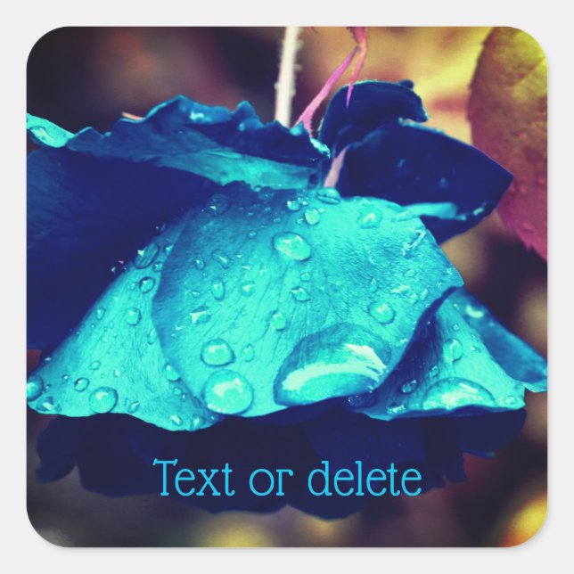 Pegatina Cuadrada Flor azul Rosa abstracta personalizada (Anverso)