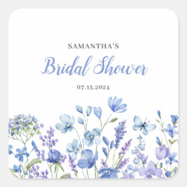 Pegatina Cuadrada Flor azul silvestre ducha de novia
