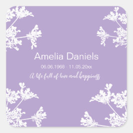 Pegatina Cuadrada Flor blanca en memoria