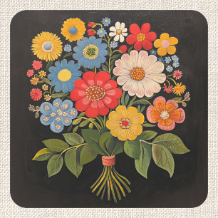 Pegatina Cuadrada Flor Bouquet