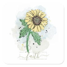 Flor de acuarela amarilla Fe