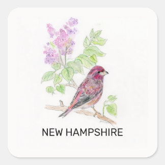 Pegatina Cuadrada Flor de ave de Hampshire