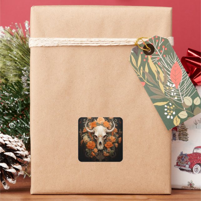 Pegatina Cuadrada Flor de azúcar bohemia vintage (Vacaciones)