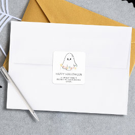 Pegatina Cuadrada Flor de Halloween fantasma