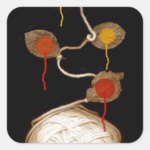 Pegatina Cuadrada flor de hilados 2013