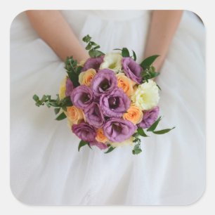 Pegatina Cuadrada flor de novia ramo vestido blanco boda