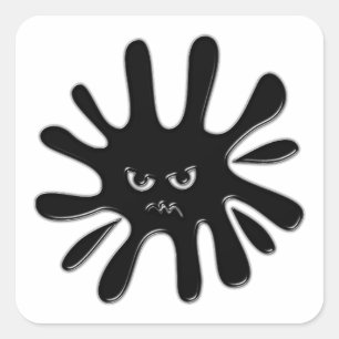 Pegatina Cuadrada Flor de pintura negra furiosa