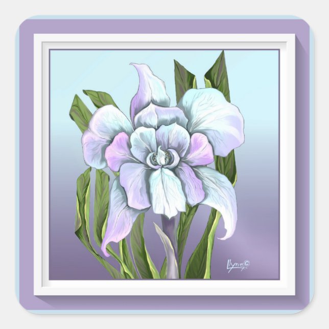 Pegatina Cuadrada Flor de Smeraldo (Anverso)