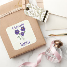 Flor de Viola acuarela cumpleaños de febrero