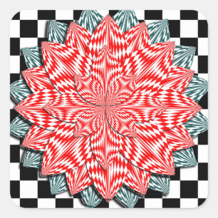 Pegatina Cuadrada Flor digital por Kenneth Yoncich