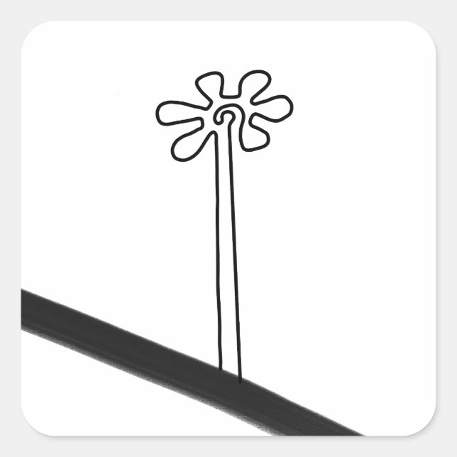 Pegatina Cuadrada Flor Nazca Perú antiguo símbolo de geoglifo idol I (Anverso)