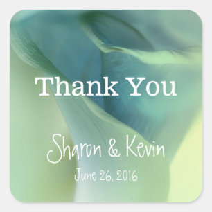 Pegatina Cuadrada Flor romántica en tonos azules gracias