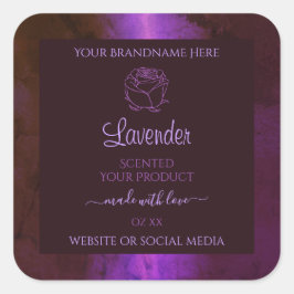 Pegatina Cuadrada Flor Rosa de las etiquetas de los productos de már