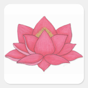 Pegatina Cuadrada Flor rosa Lotus