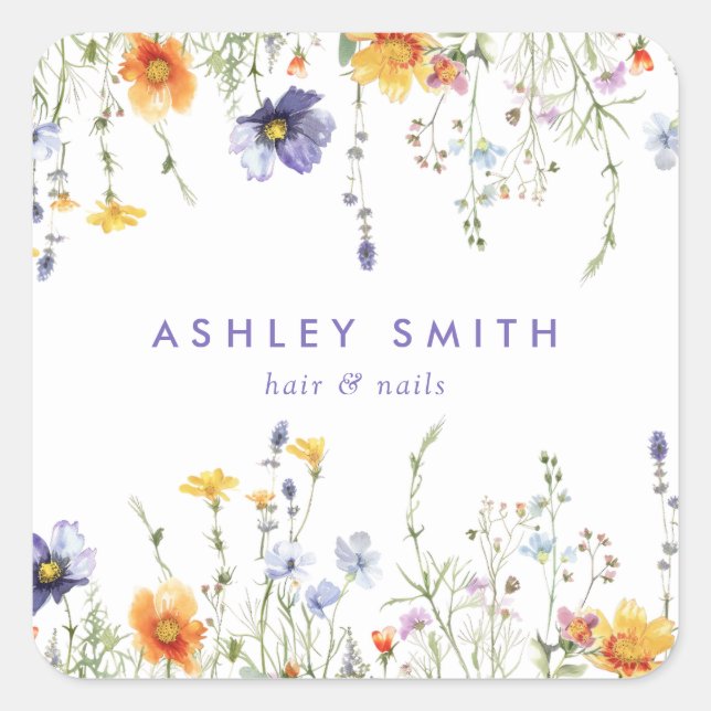 Pegatina Cuadrada Flor silvestre (Anverso)