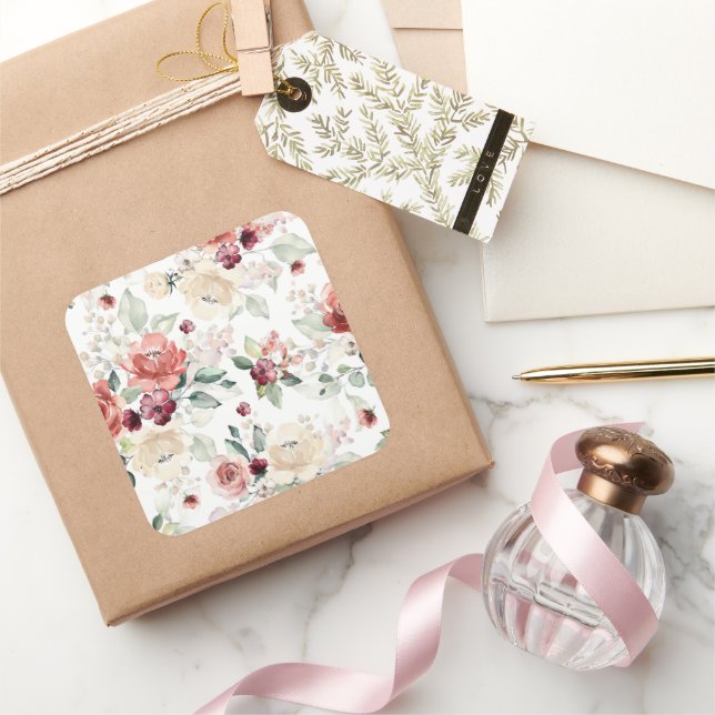 Pegatina Cuadrada Flor silvestre 7 cumpleaños (Regalar)