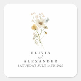 Pegatina Cuadrada Flor silvestre Boho jardín florido