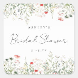 Pegatina Cuadrada Flor silvestre ducha de novia