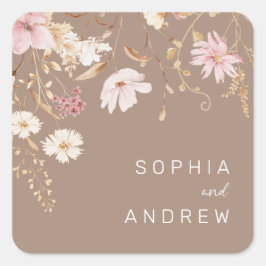 Pegatina Cuadrada Flor silvestre moderna | Boda Jardín Botánico