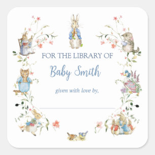 Pegatina Cuadrada Flor silvestre Peter the Rabbit Book Plate