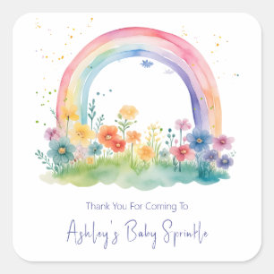 Pegatina Cuadrada Flor silvestre Rainbow Baby Girl Sprinkle
