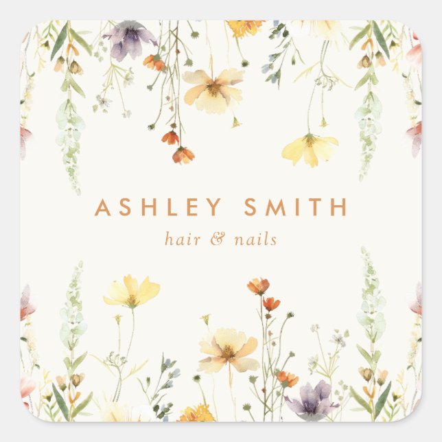 Pegatina Cuadrada Flor silvestre rusa (Anverso)