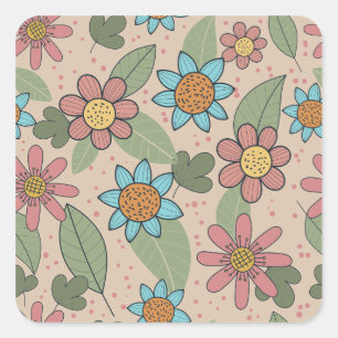 Pegatina Cuadrada Flor, sin soldadura, textil