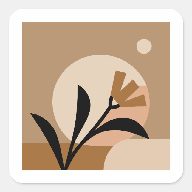 Pegatina Cuadrada Flor Sun Boho (Anverso)