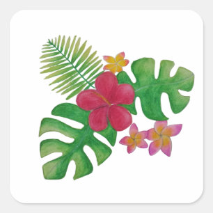 Pegatina Cuadrada Flor tropical