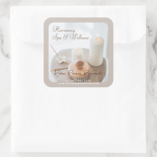 Pegatina Cuadrada Flor, Velas, Brush Spa & Wellness