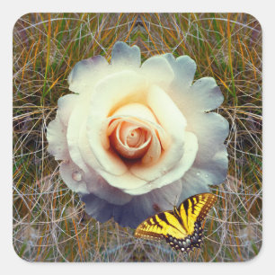 Pegatina Cuadrada Flora fantástica Poster brillante