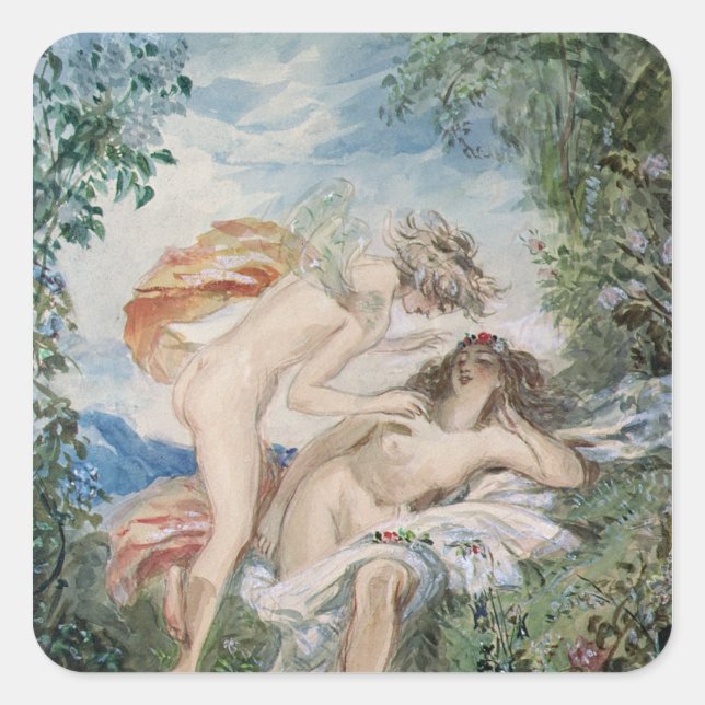 Pegatina Cuadrada Flora y Zephyr (Anverso)