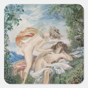 Pegatina Cuadrada Flora y Zephyr