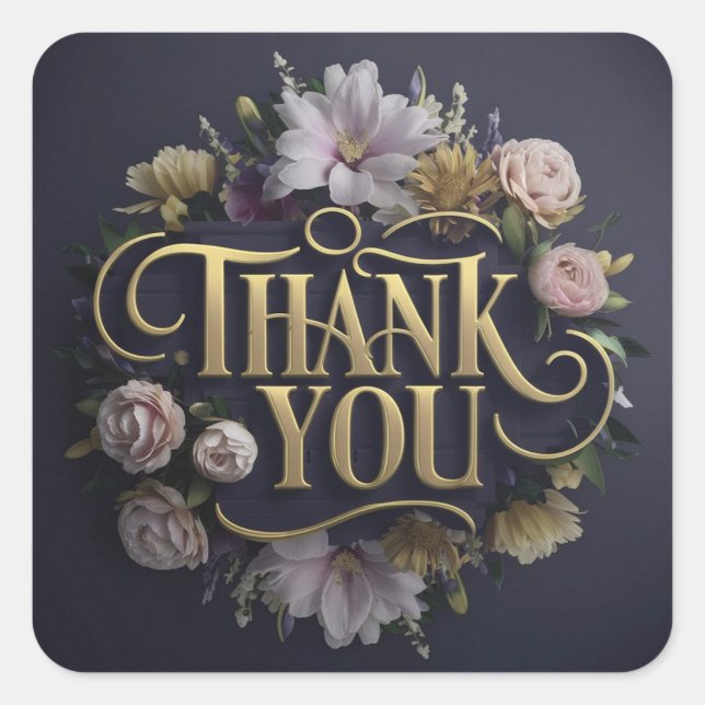 Pegatina Cuadrada Floral (Anverso)