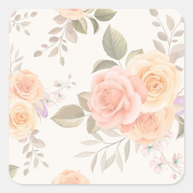 Pegatina Cuadrada Floral (Anverso)