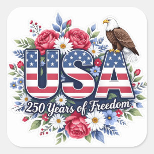 Pegatina Cuadrada  Floral 250 años de libertad 