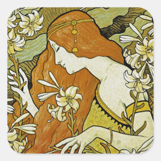 Pegatina Cuadrada Floral Art Nouveau L'Ermitage