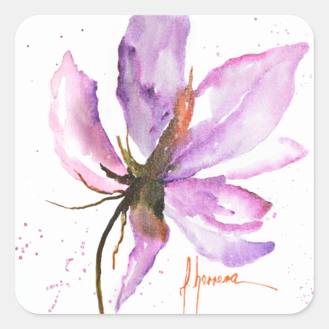 Pegatina Cuadrada Floral audaz IV (Anverso)