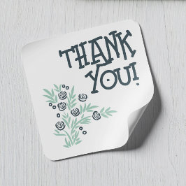 Pegatina Cuadrada Floral azul