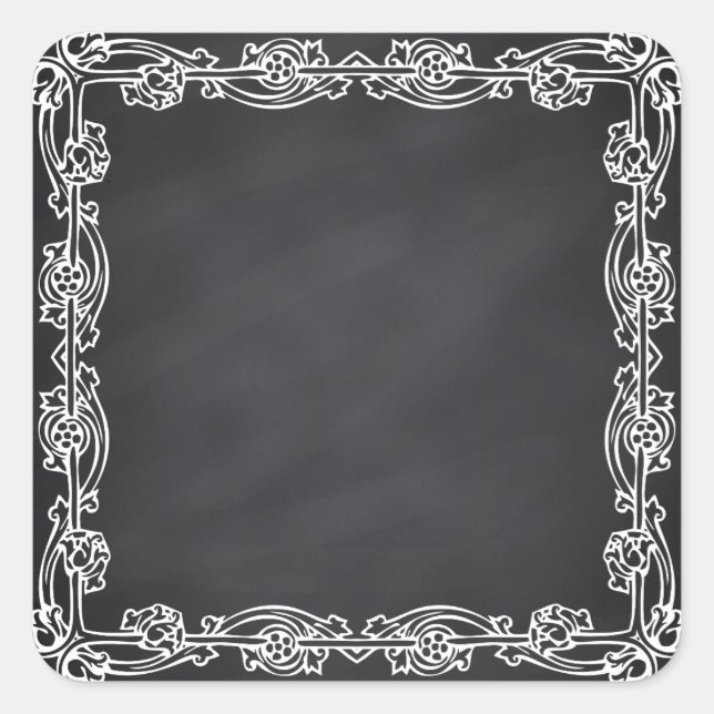 Pegatina Cuadrada Floral Blank Faux Chalkboard Curvas Personalizar (Anverso)