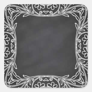 Pegatina Cuadrada Floral Blank Faux Chalkboard Curvas Personalizar