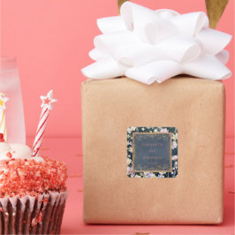 Pegatina Cuadrada Floral Blue Garden Wedding