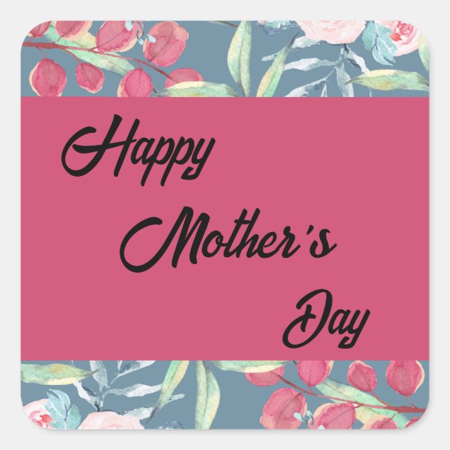 Pegatina Cuadrada Floral brillante | Día de la Madre 2024 (Anverso)