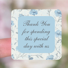 Pegatina Cuadrada Floral Country Garden Elegant Wedding Gracias