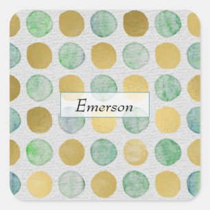 Pegatina Cuadrada Floral de borgoña verde vintage personalizada