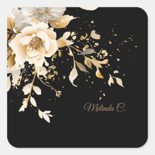Pegatina Cuadrada Floral de elegancia sin esfuerzo